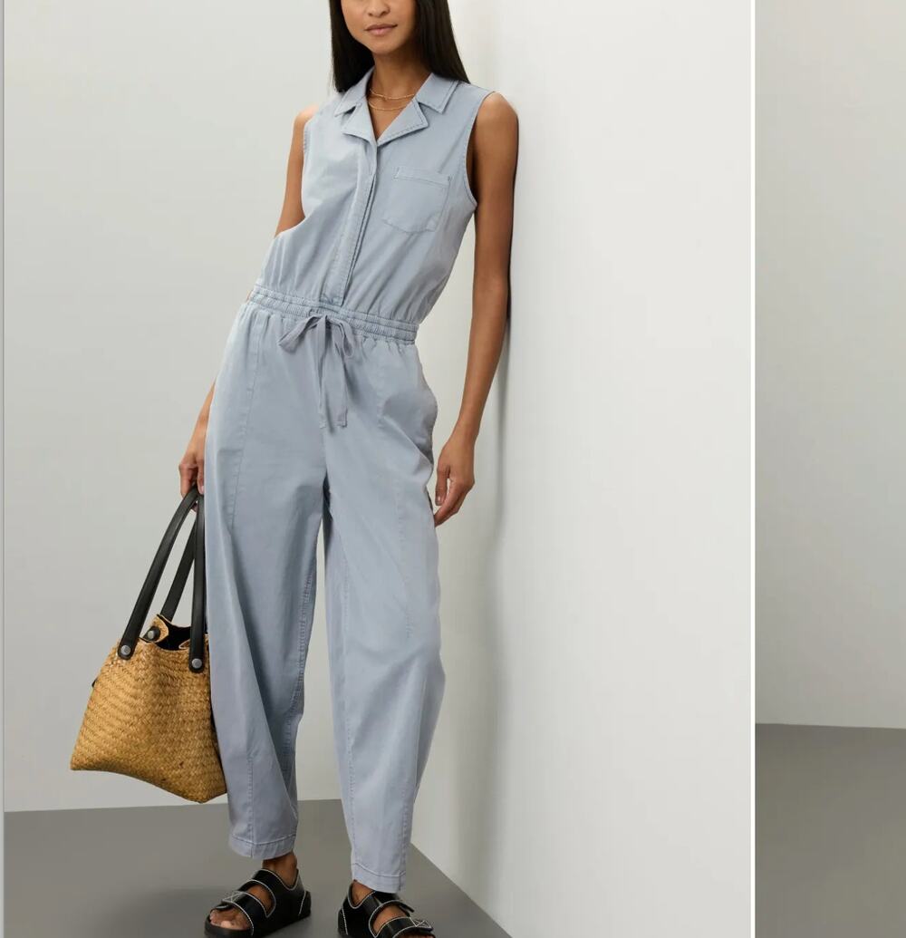 Splendid Blue Barrel Leg Boilersuit SMALL Utility Jumpsuit Cotton Weekend $178
